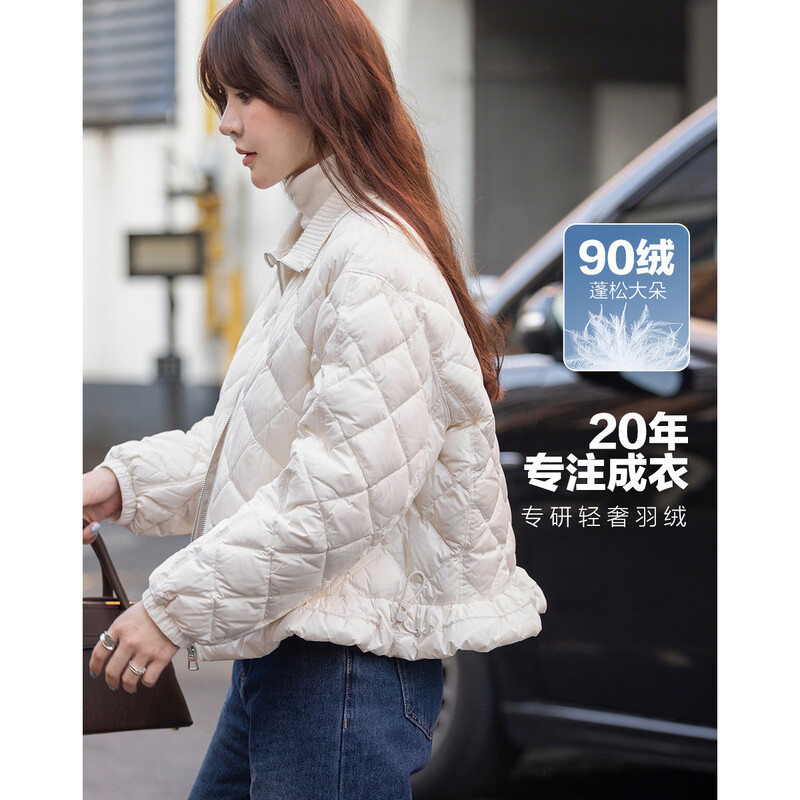 Demana 90 duck down winter matte stand collar four-layer craft splicing woolen collar ruffled elastic women's down jacket