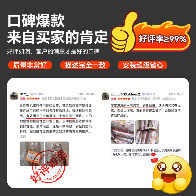 JIANGUAN 20KG organic fireproof mud sealing leakage 20kg air conditioning hole sealing high temperature resistant power bridge cable flame retardant material