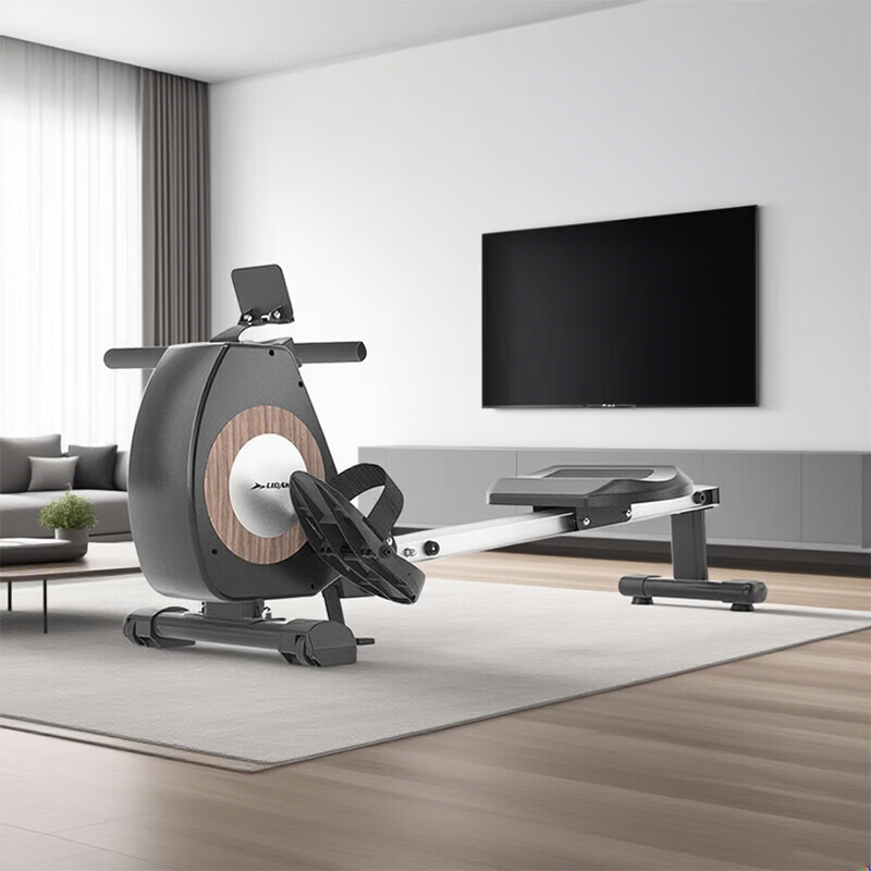 Rowing machine home fitness equipment indoor magnetic control silent folding magnetic control resistance paddling exercise waist and abdomen black wood grain magnetic control silent rowing machine