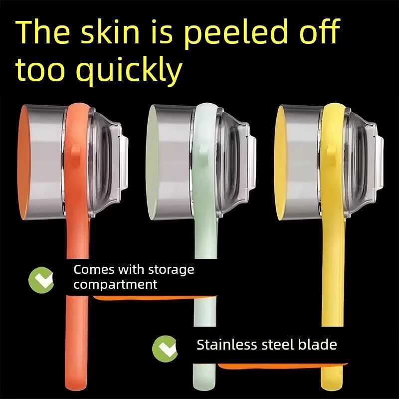 Shantou Lincun multifunctional peeling knife with storage compartment for household visual storage peeler, food grade light green, 2 pieces, free hook and lid storage box_anti-peeling