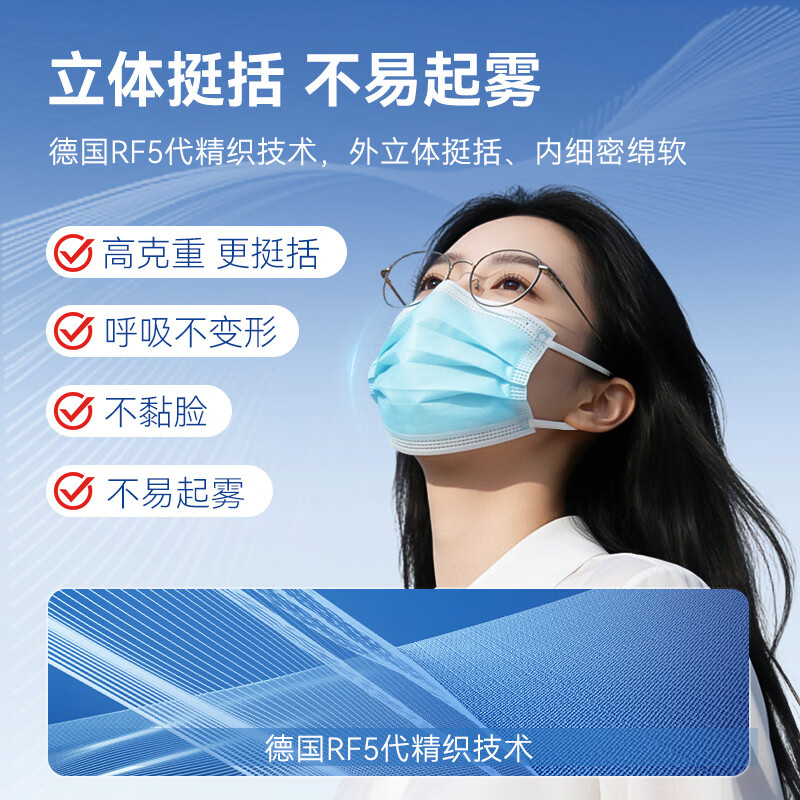 Jingdong Tokyo-made medical surgical masks disposable individually packaged sterilization grade 100 pieces blue 6mm upgraded dust-proof mask