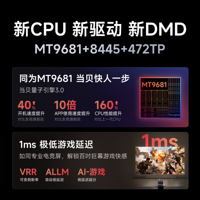 Dangbei X7 Pro 4K ultra-high definition three-color laser projector for home smart home theater with 20% national subsidy (3200 ISO cinema-level color accuracy optical zoom)