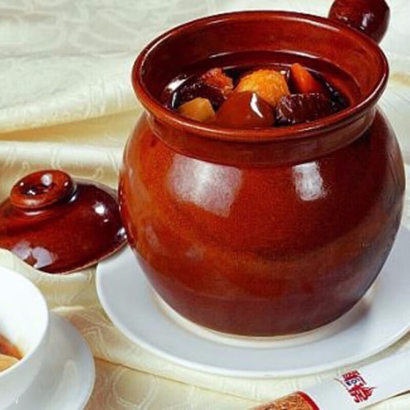 Tuojin clay pottery lithium standing soup pot and stew pot, single handle earthenware pot soup pot, casserole pot, stew pot, soup pot, medium and small size about 1100ml