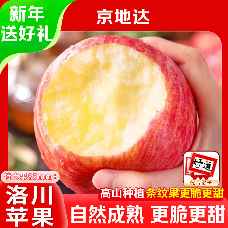 Jingdi Dalochuan Apple Fruit Shaanxi Red Fuji Festival Gift Net Weight 8.5 Jin Single Fruit 85mm + Direct Shipping from the Source