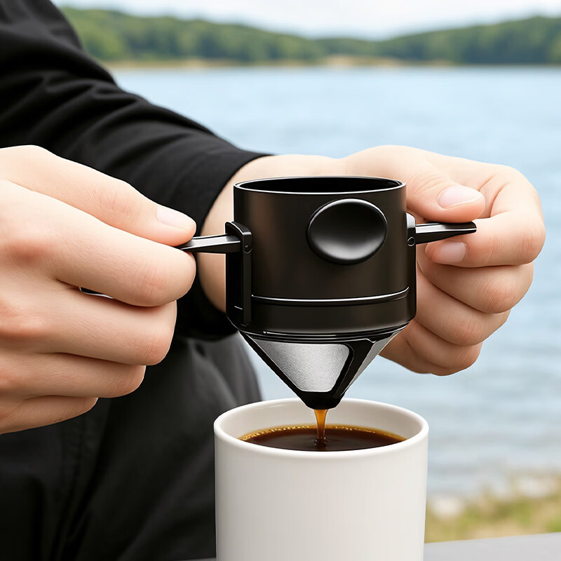 CLITON hand-brewed coffee filter cup drip-type household coffee pot stainless steel coffee filter with holder for 1-2 people