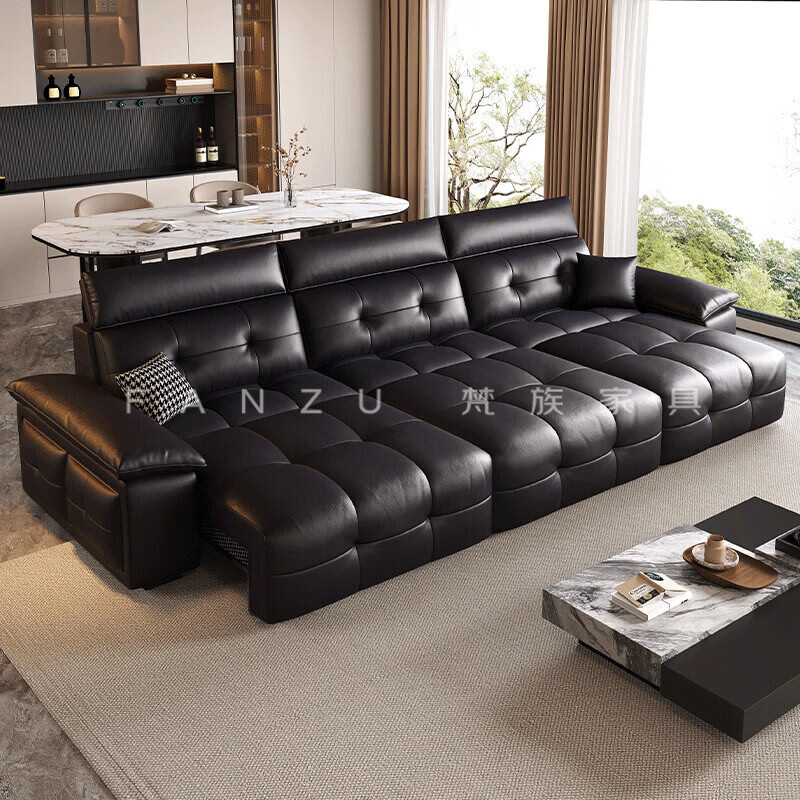 Sanskrit Lawrence Napa textured leather electric sofa function retractable zero wall Italian style minimalist luxury living room new style