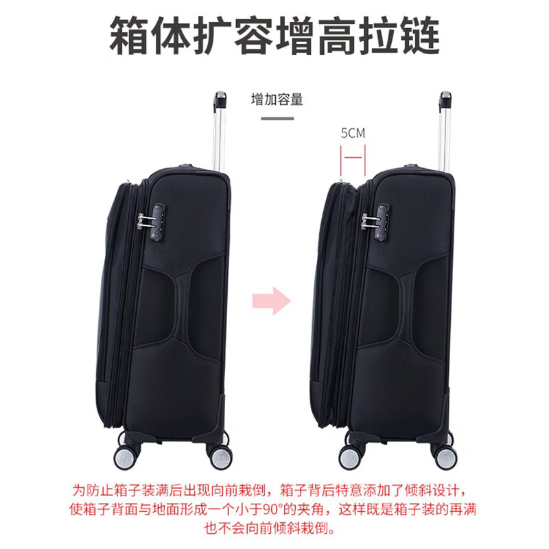 SHENGSHISABER Swiss Army Knife Group suitcase women's suitcase male student universal wheel Oxford pull rod case business large capacity dark blue 28 inches