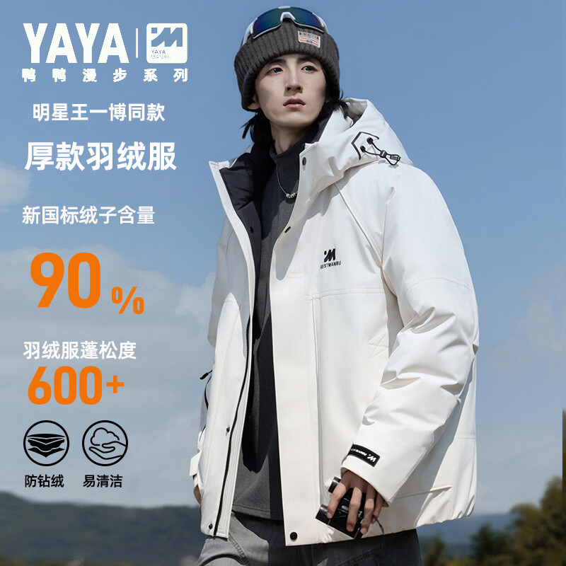 Duck duck Wang Yibo same style down jacket men's warm hooded workwear charge thickened couple New Year's red jacket