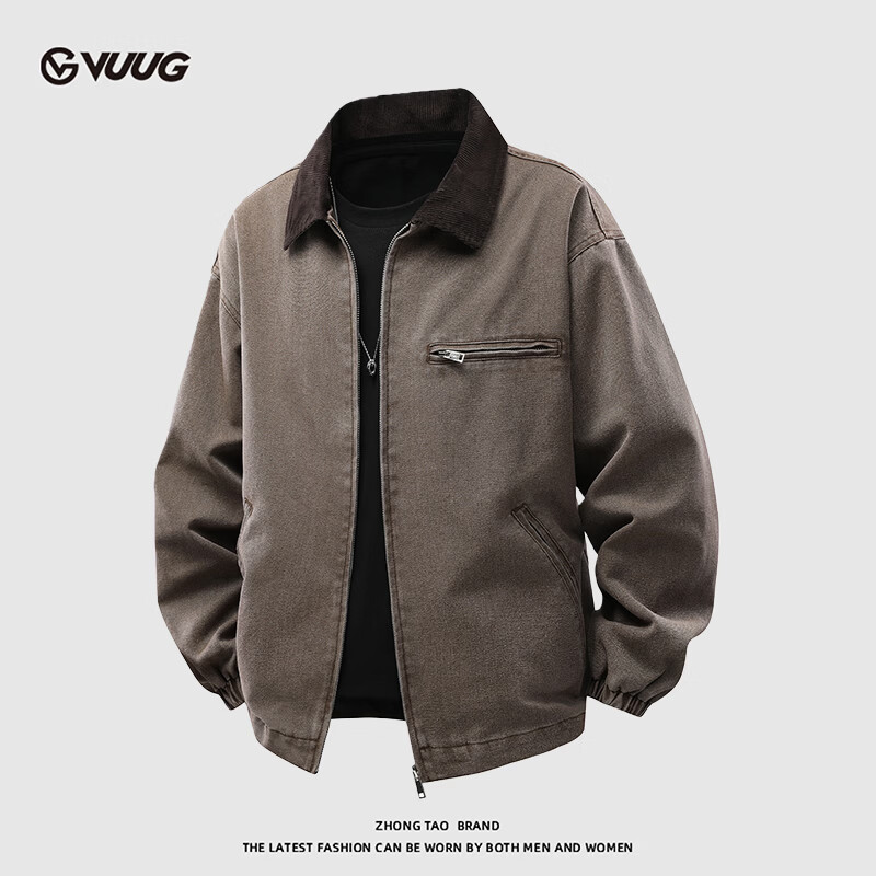 VUUG Lapel Jacket Men's Retro Simple Casual Trend Versatile Fashion Daily Commuting Jacket Mint Green S