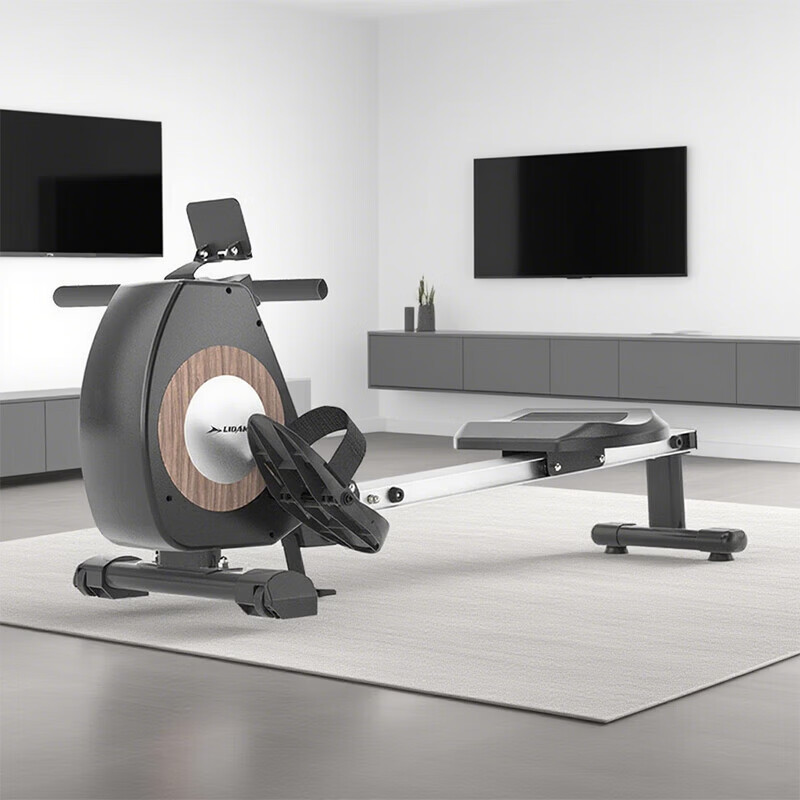 Rowing machine home fitness equipment indoor magnetic control silent folding magnetic control resistance paddling exercise waist and abdomen black wood grain magnetic control silent rowing machine