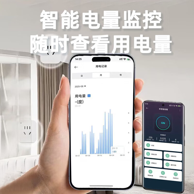 Mijia APP smart socket remote control power statistics voice control WiFi power statistics timing switch network disconnection memory function plug-in strip socket wiring board plug-in 10A Bluetooth mesh basic model
