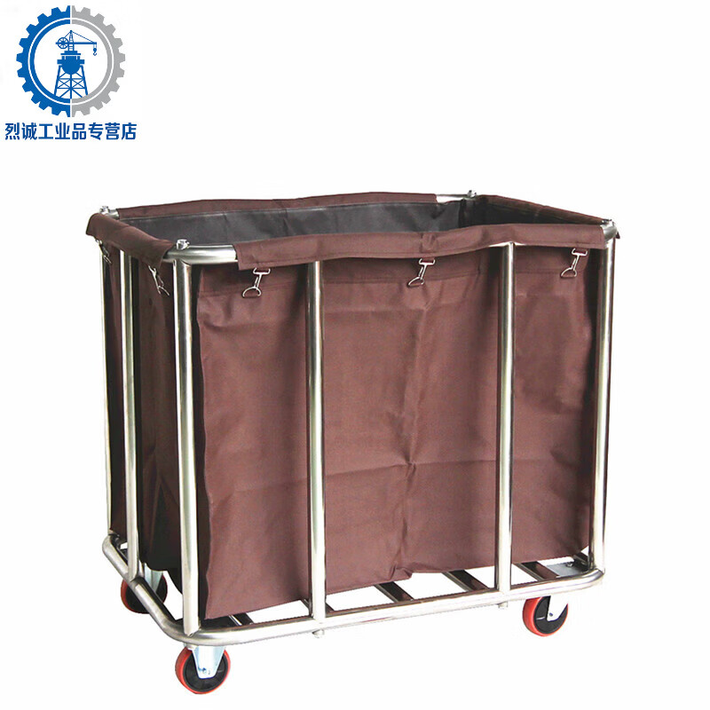 Thickened conical stainless steel cart collection cart laundry room hotel cleaning cart recycling service cart assembly 4 folding linen cart (express delivery)