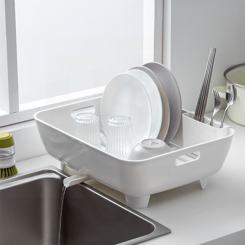 ROP drain rack imported from Japan household chopsticks plate and dish storage rack drain basket drain sink kitchen storage rack narrow white