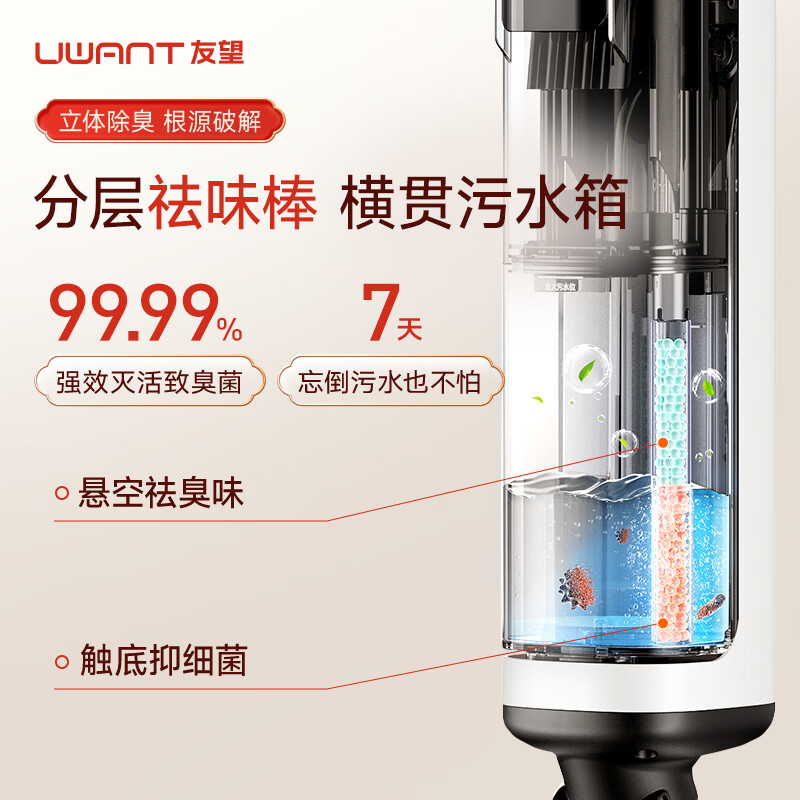 UWANT Youwang Yunduo 2.0 floor scrubber 23kPa suction 0 tangle ultra-thin lay flat push-in washing, mopping and suction integrated automatic cleaning and mopping machine Yunduo 2.0pro (white)