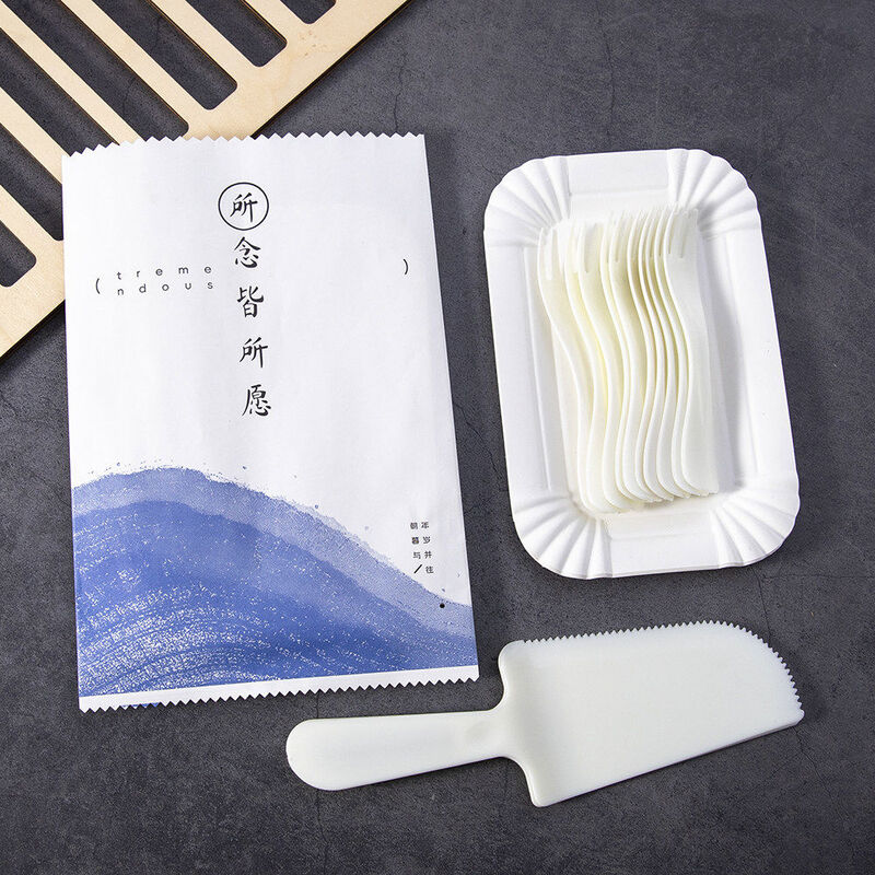 Traditional and simplified box of disposable tableware, cutlery, fork and plate combination plate and fork set, degraded paper plate, fork, candle, birthday plate, C-10 plate, 10 meter fork + rice knife 100 sets