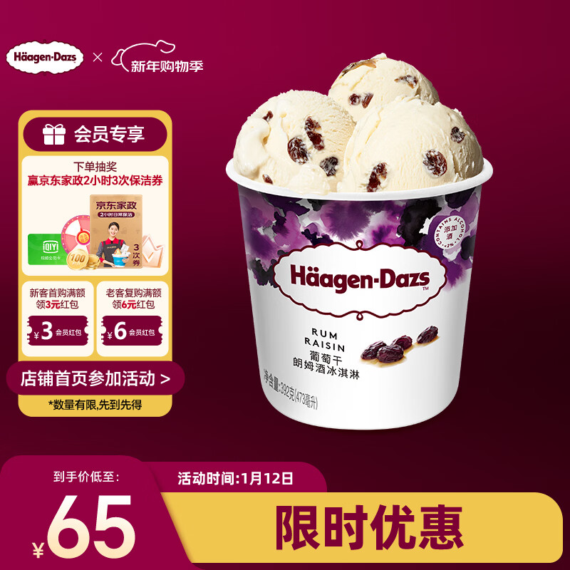 Haagen-Dazs grape rum vat ice cream 473ml/tub ice cream