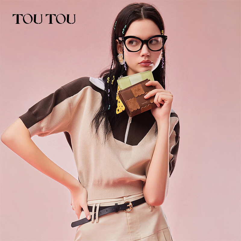 Toutou short multi-card slot biscuit coin purse large banknote holder birthday New Year gift storage card bag clutch bag for girlfriend