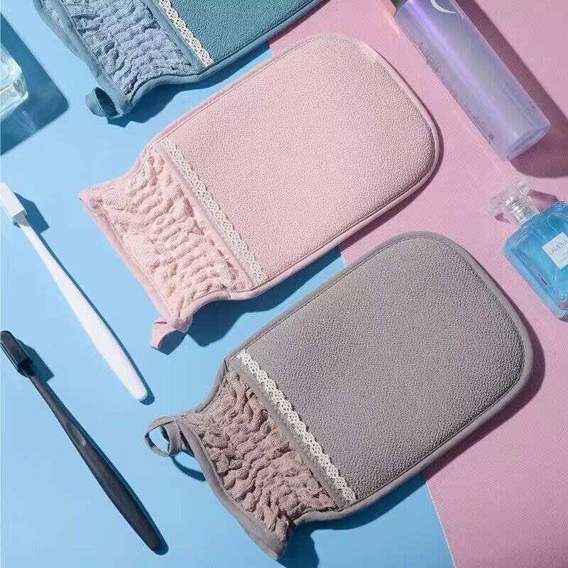 Fantasy powerful bath towel and mud rub artifact double-sided adult roving decontamination bath gloves men and women bath towel bath towel new waffle back rub strip blue 1 piece