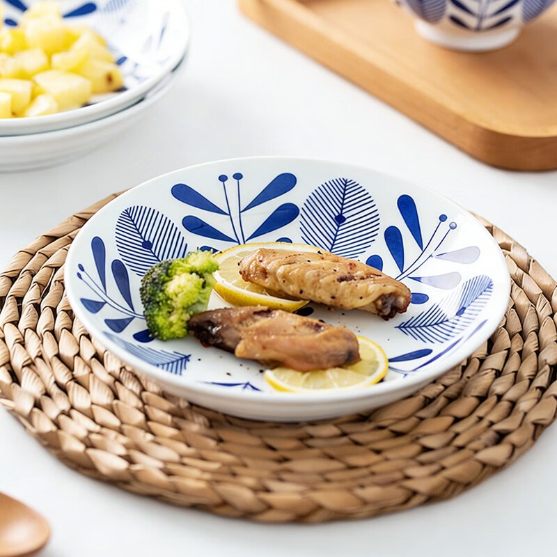 Yi Jia (IJARL) bowl and dish set tableware set bowl and plate ceramic tableware home bowl gift housewarming 16-piece set of fine ten grass