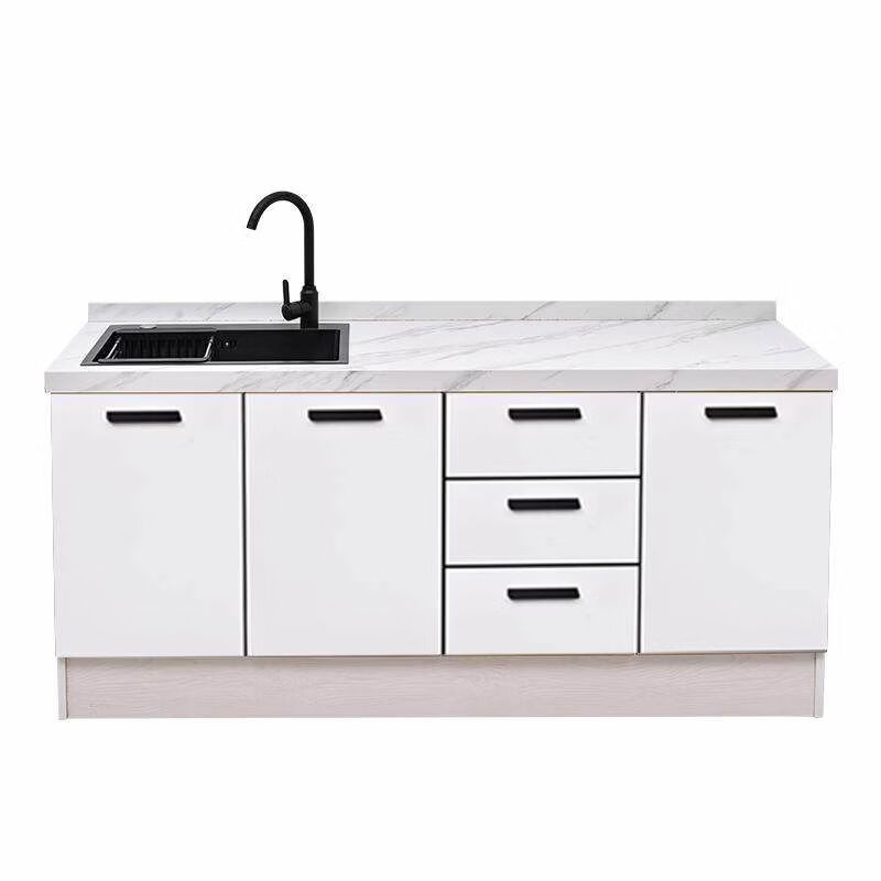 Kitchen integral cabinet stove cabinet rock plate integrated sink cabinet marble countertop simple assembly cabinet dining cabinet custom khaki 100 three-drawer flat multi-door