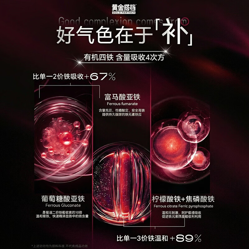 Golden Partner Patented Iron Supplement and Blood Improvement Iron Element for Anemic Women Iron Supplements to Replenish Qi and Blood Oral Liquid for Pregnant Women