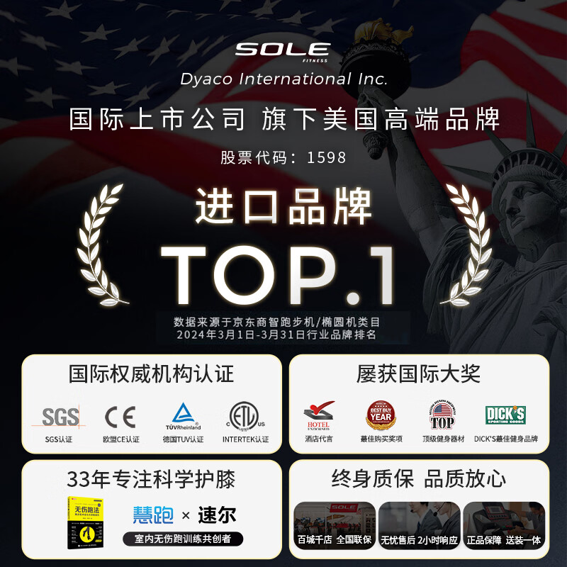 SOLE imported elliptical machine, household high-end silent elliptical machine E25 electric stepper, spacewalker fitness equipment, imported whole machine - rare earth permanent magnet silent - E25S