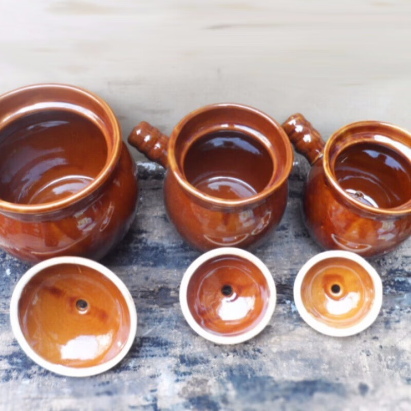 Tuojin clay pottery lithium standing soup pot and stew pot, single handle earthenware pot soup pot, casserole pot, stew pot, soup pot, medium and small size about 1100ml