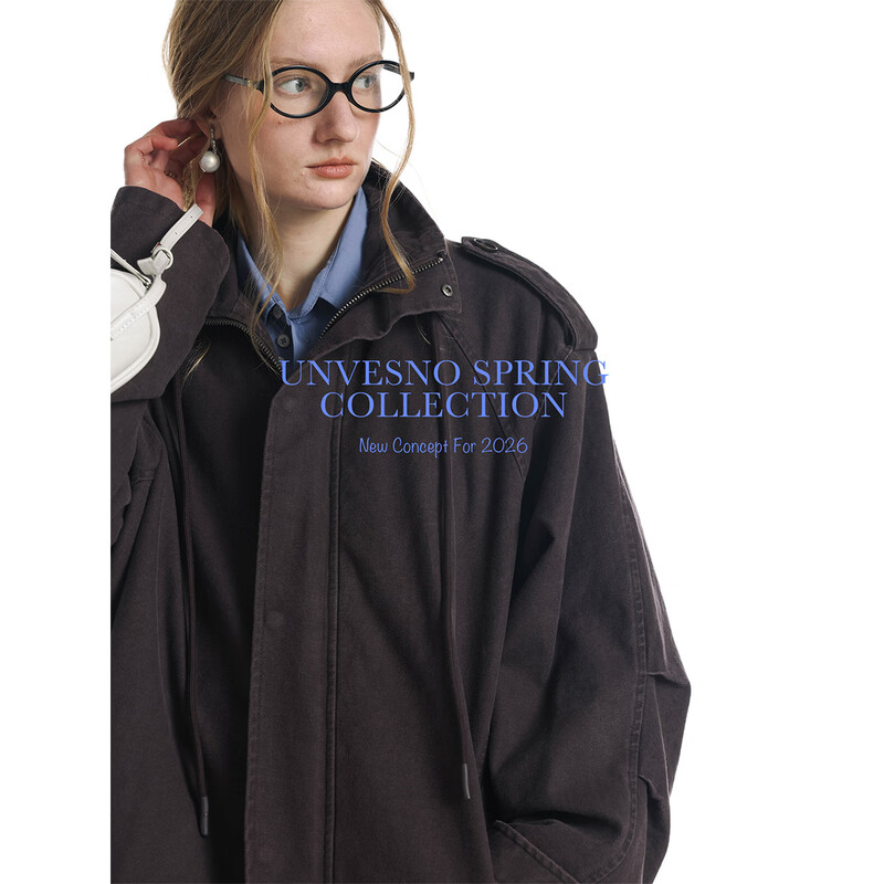 UNVESNO (UN) Gloxinia Purple Retro Mist Washed Cotton Distressed Stand Collar Design Silhouette Jacket Gloxinia Purple S