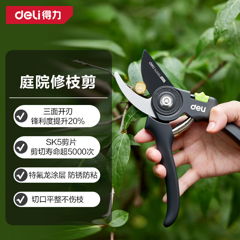 Deli (deli) fruit tree scissors, labor-saving scissors, gardening pruning branch scissors, pruning shears, garden potted flowers, thick branch shears, garden pruning, 8-inch pruning shears