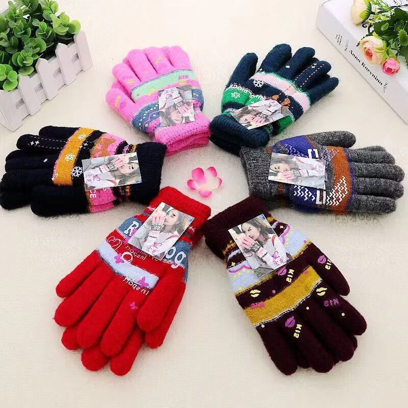 Motorcycle gloves double layer velvet thickened cold-proof warm gloves outdoor riding autumn and winter sports electric vehicle gloves mohair women's double layer random color one size fits all
