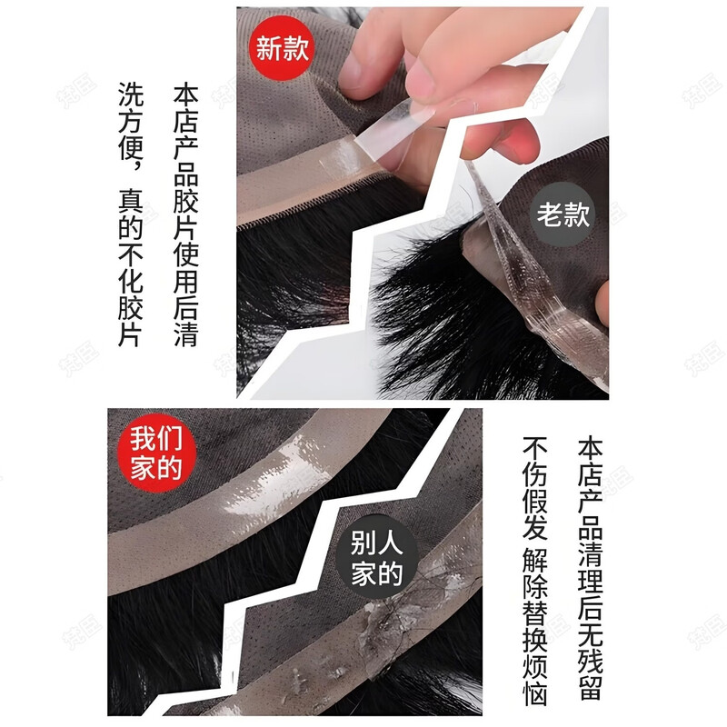 Fanchen wig film waterproof and sweat-proof biological double-sided tape wig patch men's hair piece special breathable blue 36 pieces