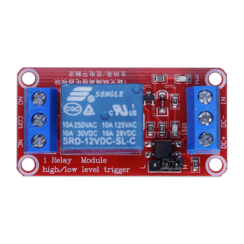 Throwing stones, with optocoupler relay module, 1-way relay, 12V working voltage, current resistance 10A, adjustable trigger level