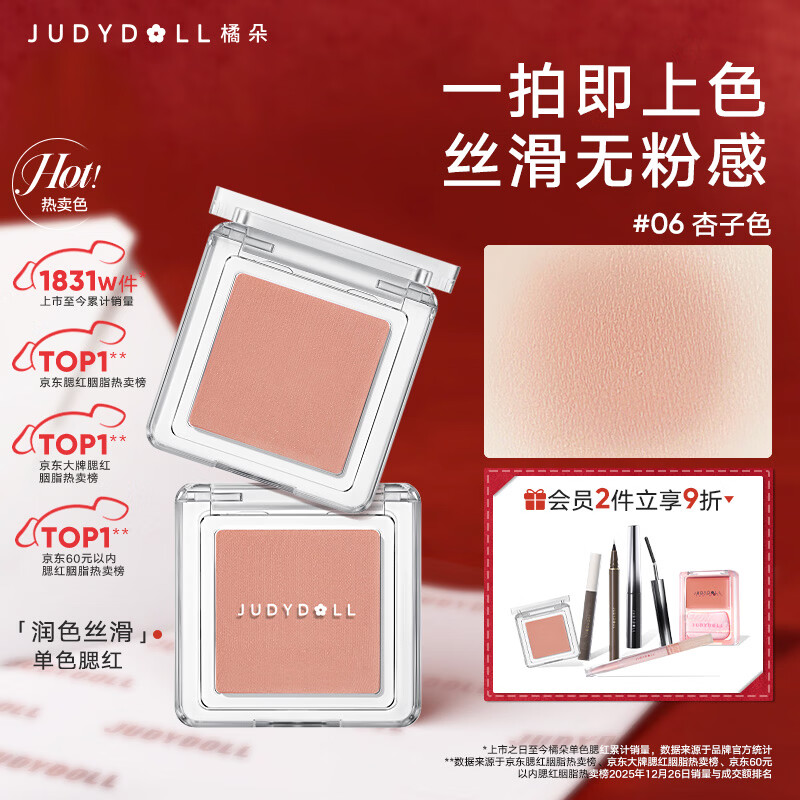 Judydoll single color blush rouge blush cream multi-purpose cream highlighter New Year's gift 06 Huangpi Tiancai