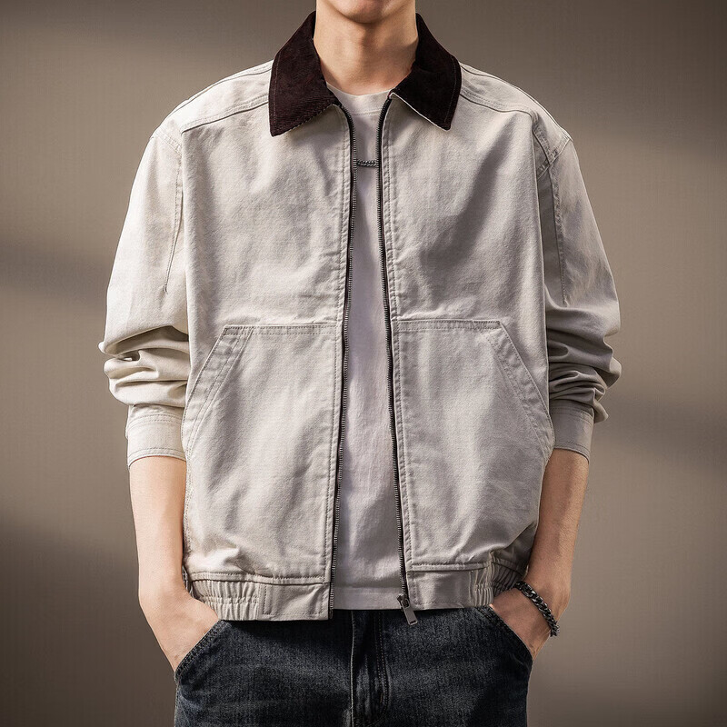 Noble color high-end American retro work jacket men's trendy brand spring and autumn pure cotton outdoor Detroit casual denim jacket