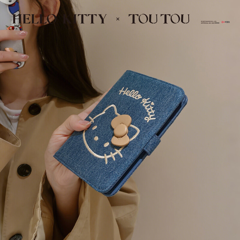 Toutouhellokitty Hello Kitty denim passport bag thin coin purse passport holder birthday new year year of the horse gift