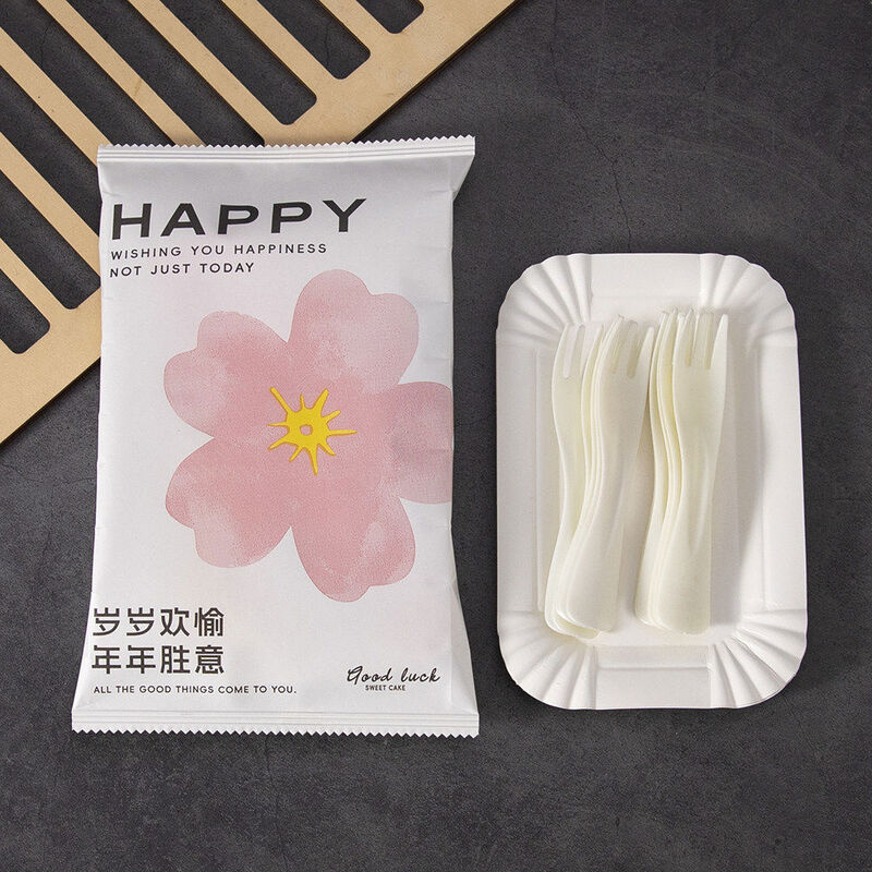 Traditional and simplified box of disposable tableware, cutlery, fork and plate combination plate and fork set, degraded paper plate, fork, candle, birthday plate, C-10 plate, 10 meter fork + rice knife 100 sets