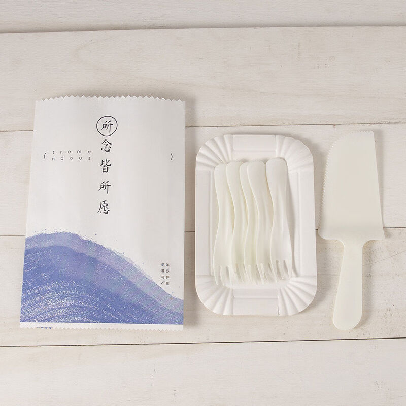 Traditional and simplified box of disposable tableware, cutlery, fork and plate combination plate and fork set, degraded paper plate, fork, candle, birthday plate, C-10 plate, 10 meter fork + rice knife 100 sets