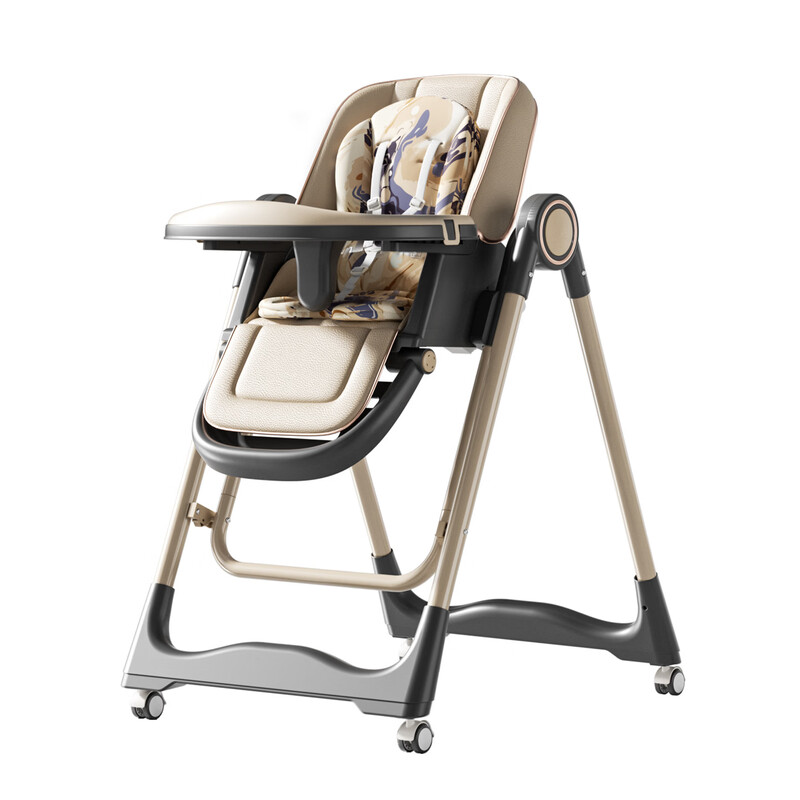 Dr. Green Baby Dining Chair Multifunctional Children's Folding Portable Dining Chair Sitable and Reclining Baby Dining Chair Rocking Chair 2-in-1 White - No Installation (Dining Chair + Rocking Chair) + Universal Wheel + PU Leather Cushion + Cotton Pad Children's Installation-free Multifunctional Dining Chair
