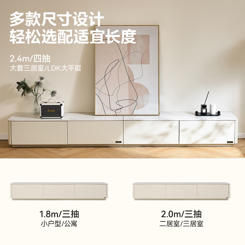 Quanyou Home Modern Simple Style TV Cabinet Living Room Storage Small Cabinet Light Luxury High-end Slate Tabletop Furniture Slate 1.8m TV Cabinet