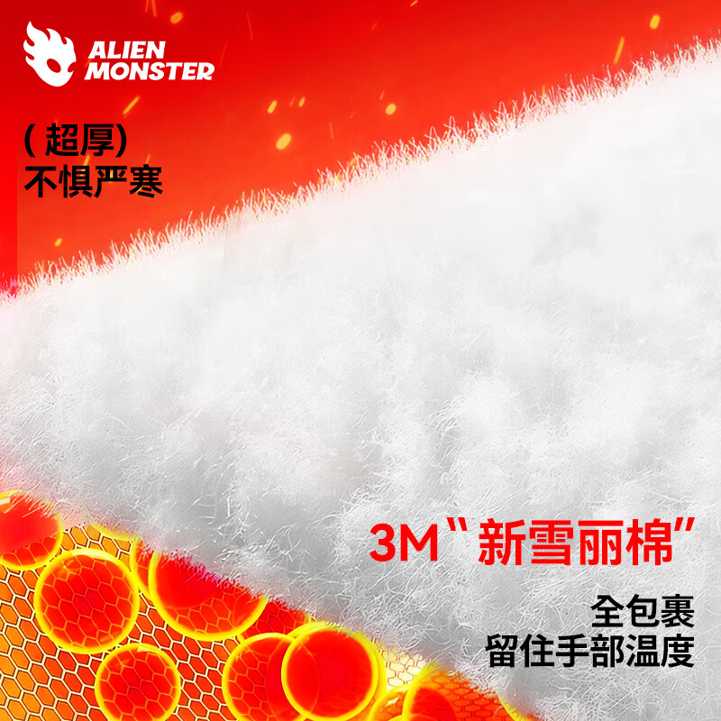 Alien Monster Wind Riding Motorcycle Gloves Winter Riding Plus Velvet Waterproof Warm Genuine Leather Motorcycle Windproof and Coldproof Touch Screen Black S