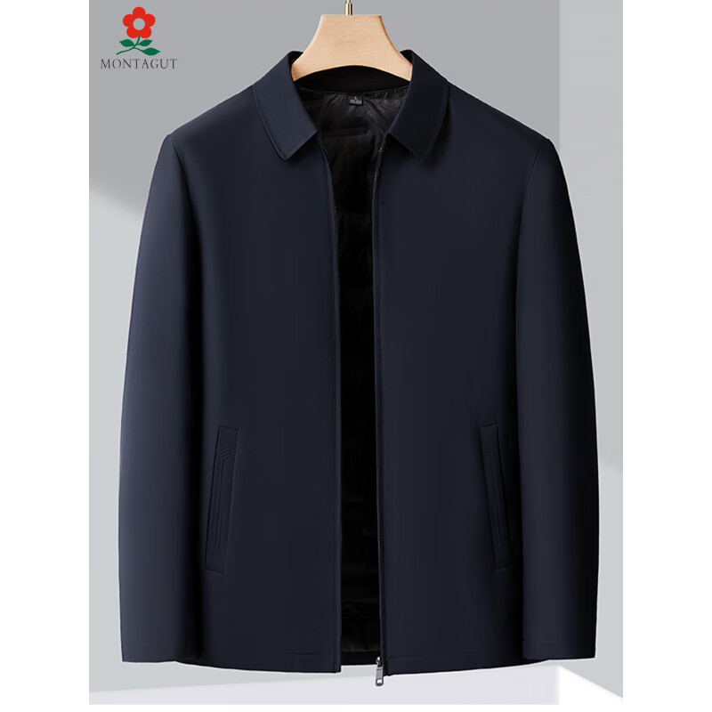 MONTAGUT Executive Jacket Down Jacket Men's Removable Liner Winter Warm Jacket for Middle-aged and Elderly Leaders and Dads Black Two-Wear-Removable Liner 2XL 185 Recommended 150-165 catties