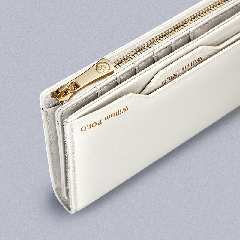 WILLIAMPOLO Emperor Paul Wallet Women's Long Genuine Pickup Bag 2025 New Handbag Chinese Valentine's Day Gift for Girlfriend White