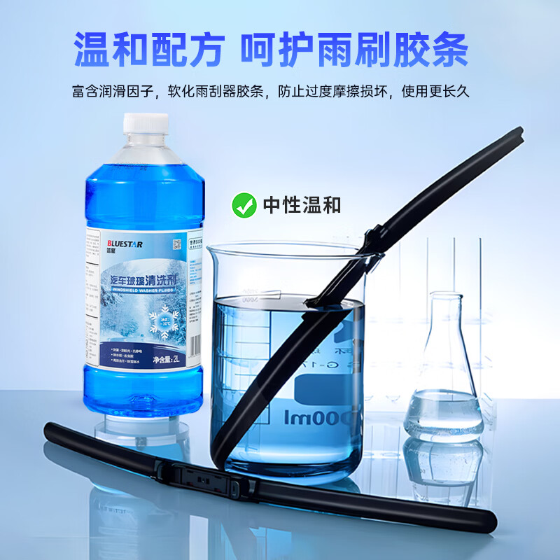 Bluestar car glass water-30 degrees 2L*2 bottles winter antifreeze powerful degreasing film decontamination wiper water universal for all seasons