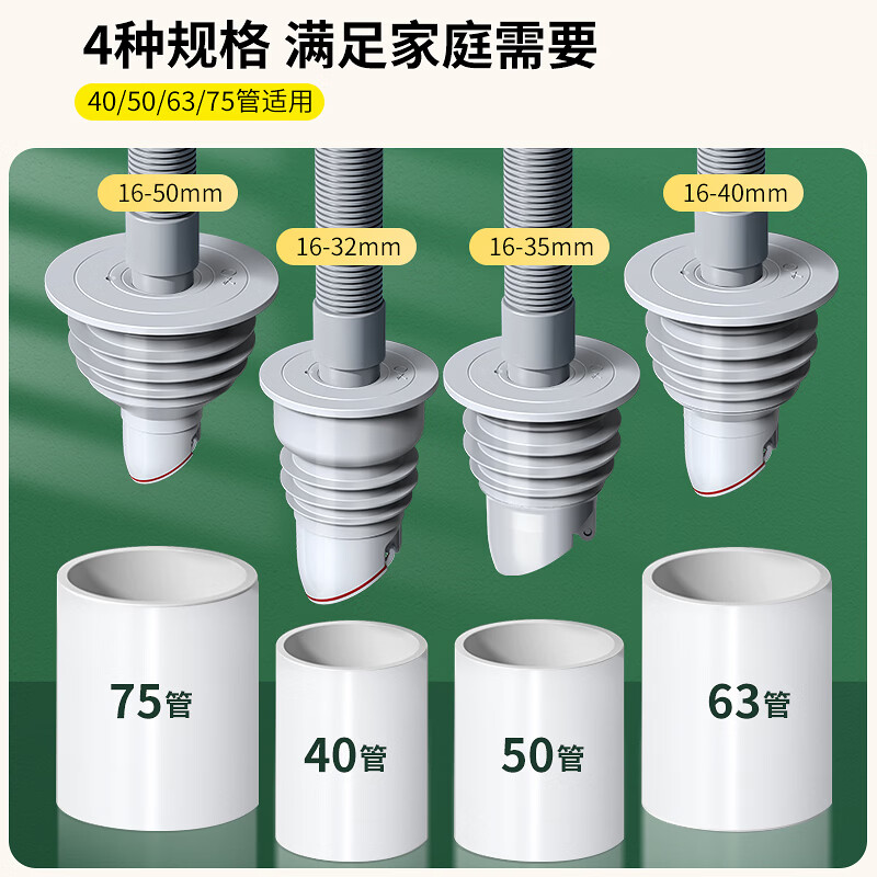 Haili kitchen sewer anti-odor artifact sealer bathroom washing machine sewer pipe anti-overflow sealing plug ring F50