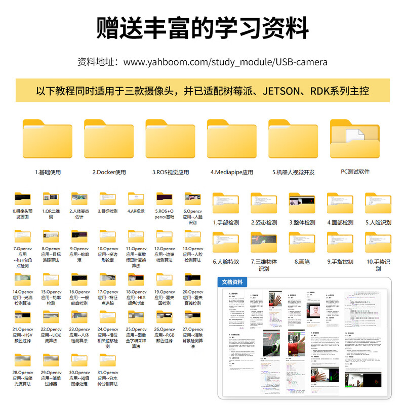 Yabo Intelligent USB Camera AI Artificial Intelligence Robot Robotic Arm Vision Module Car Raspberry Pi 5/Jetson nano/Sweet Potato RDK X3/X5 30W Pixel USB Camera