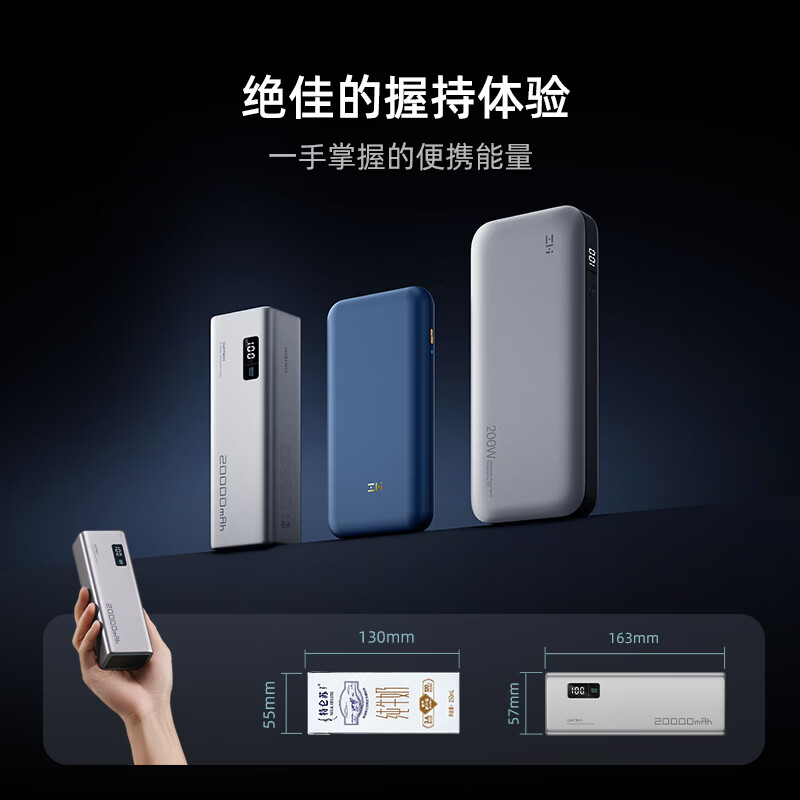 CUKTECH 3C certified, can be used on airplanes, No. 15 power column battery, 20,000 mAh power bank, multi-port 150W fast charging, suitable for Apple/Xiaomi mobile phones and notebooks