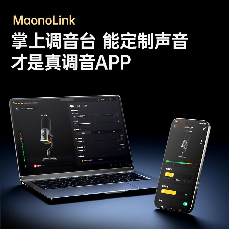 Maono wireless microphone desktop computer noise reduction dynamic microphone anchor dedicated game live recording dubbing mobile phone karaoke built-in sound card dual-mode wireless PD100W