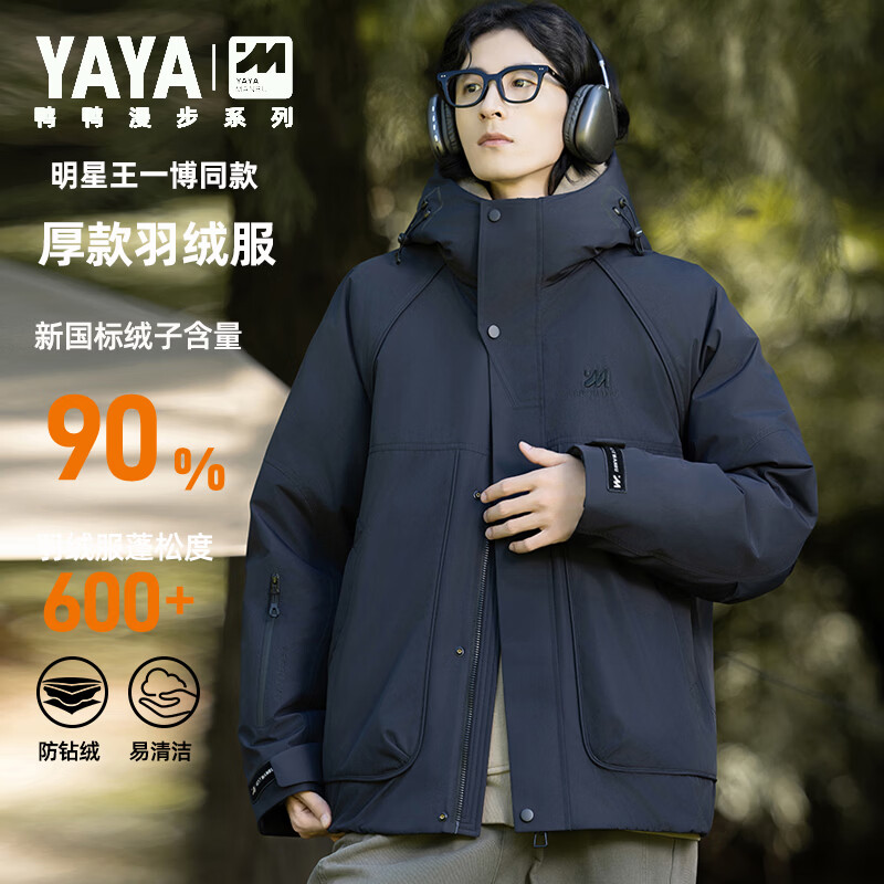 Duck duck Wang Yibo same style down jacket men's warm hooded workwear charge thickened couple New Year's red jacket