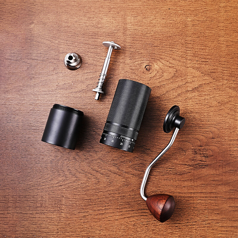 GOK external adjustment hand grinder steel core seven-star household coffee grinder outdoor portable coffee grinder square external adjustment seven-star-gun gray