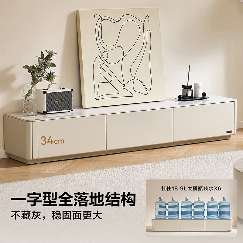 Quanyou Home Modern Simple Style TV Cabinet Living Room Storage Small Cabinet Light Luxury High-end Slate Tabletop Furniture Slate 1.8m TV Cabinet